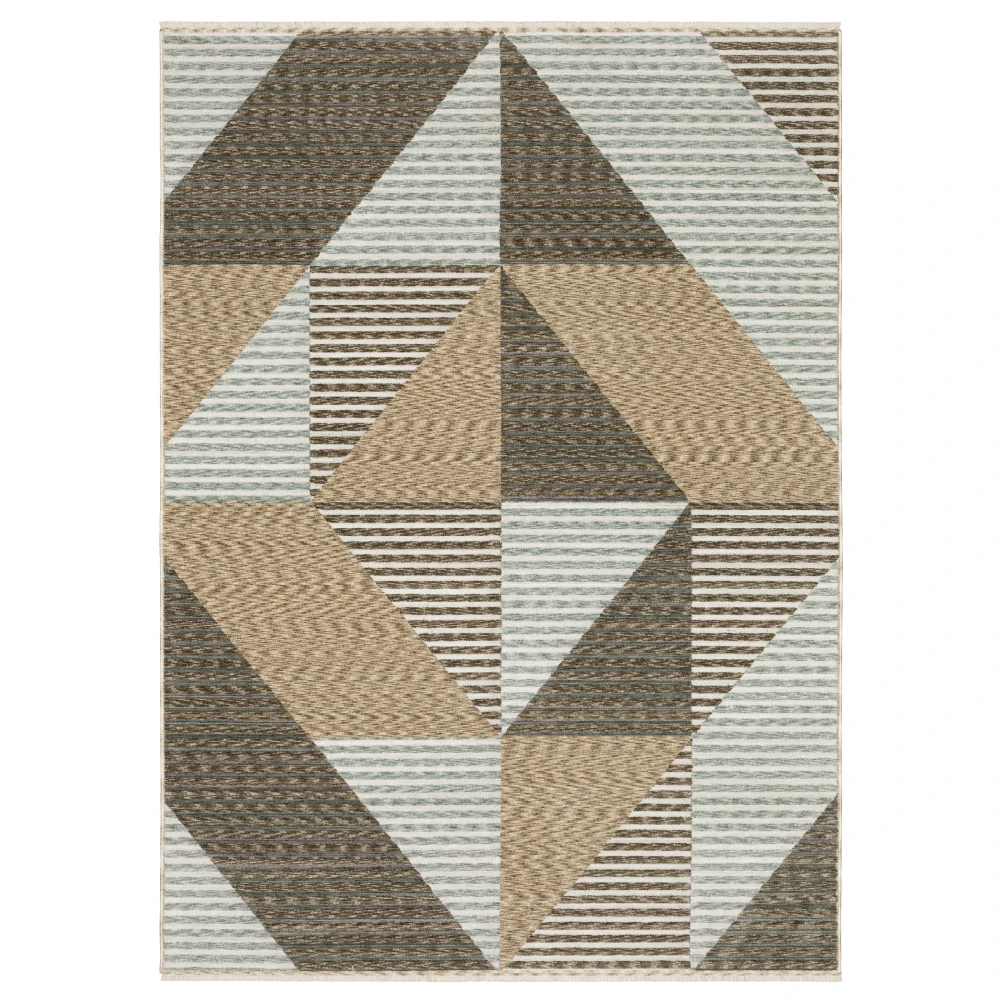 Echo ECH04 Beige/ Grey Indoor Area Rug - 6'7