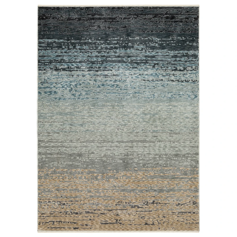 Echo ECH09 Blue/ Beige Indoor Area Rug - 6'7