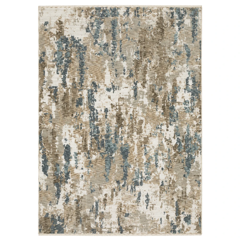 Echo ECH11 Beige/ Teal Indoor Area Rug - 5'3