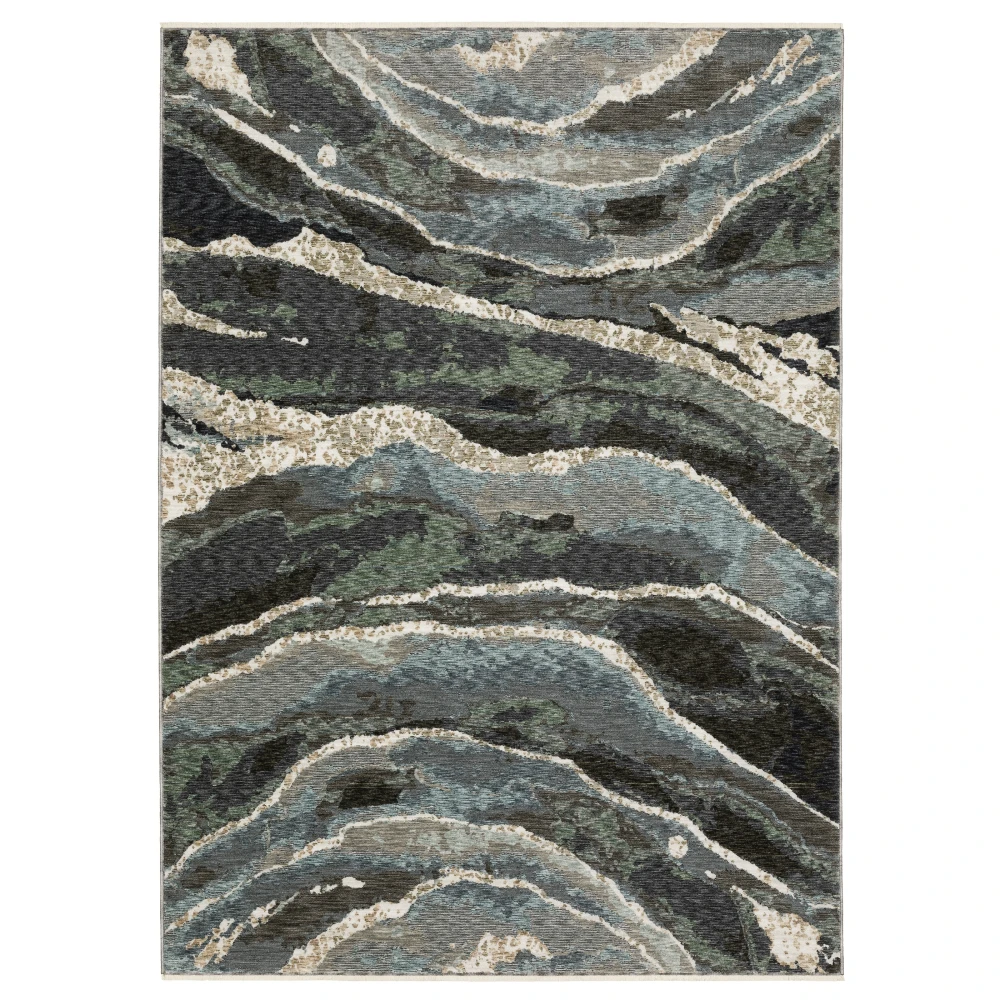 Echo ECH12 Blue/ Green Indoor Area Rug - 6'7