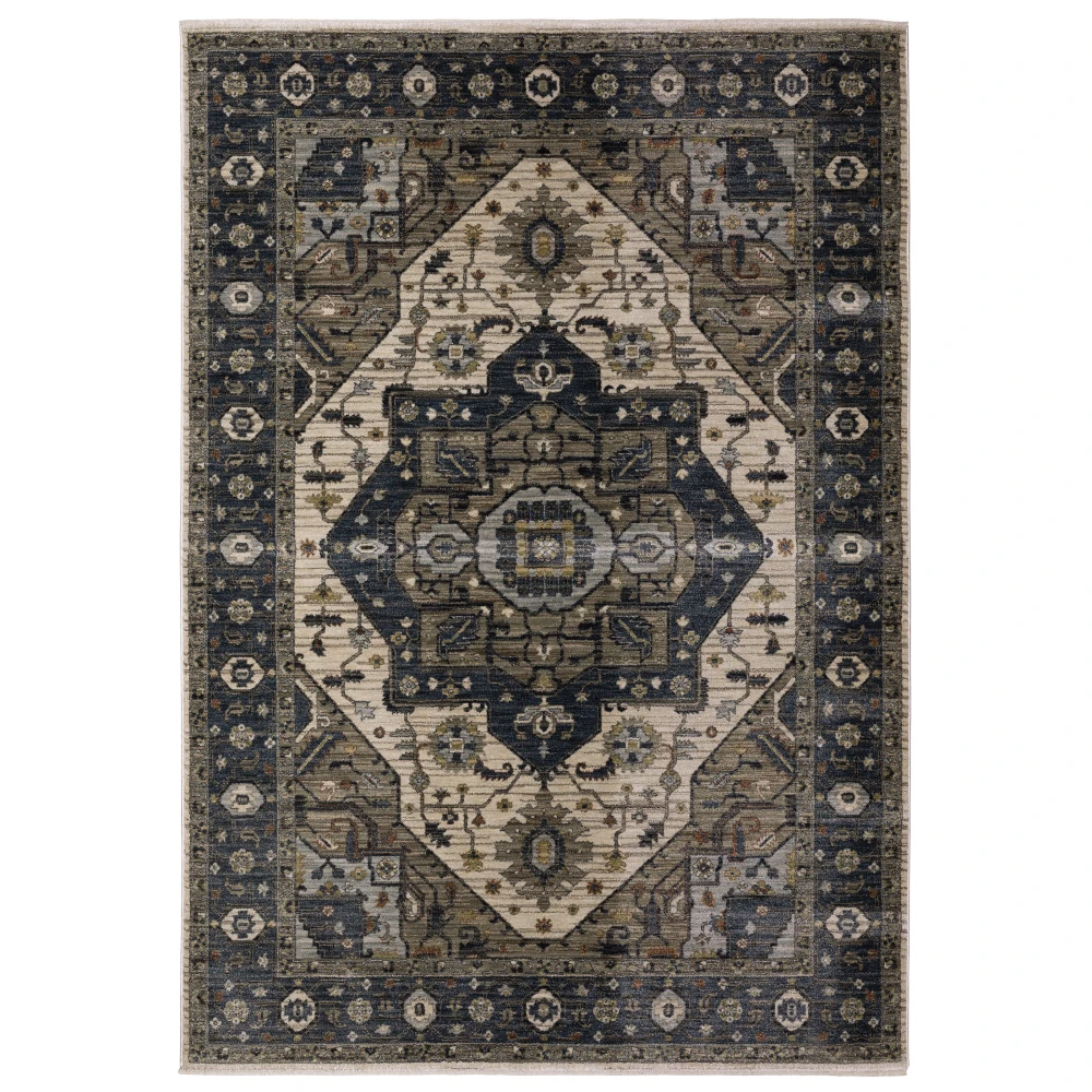 Eliana ELI05 Blue/ Brown Indoor Area Rug - 6'7