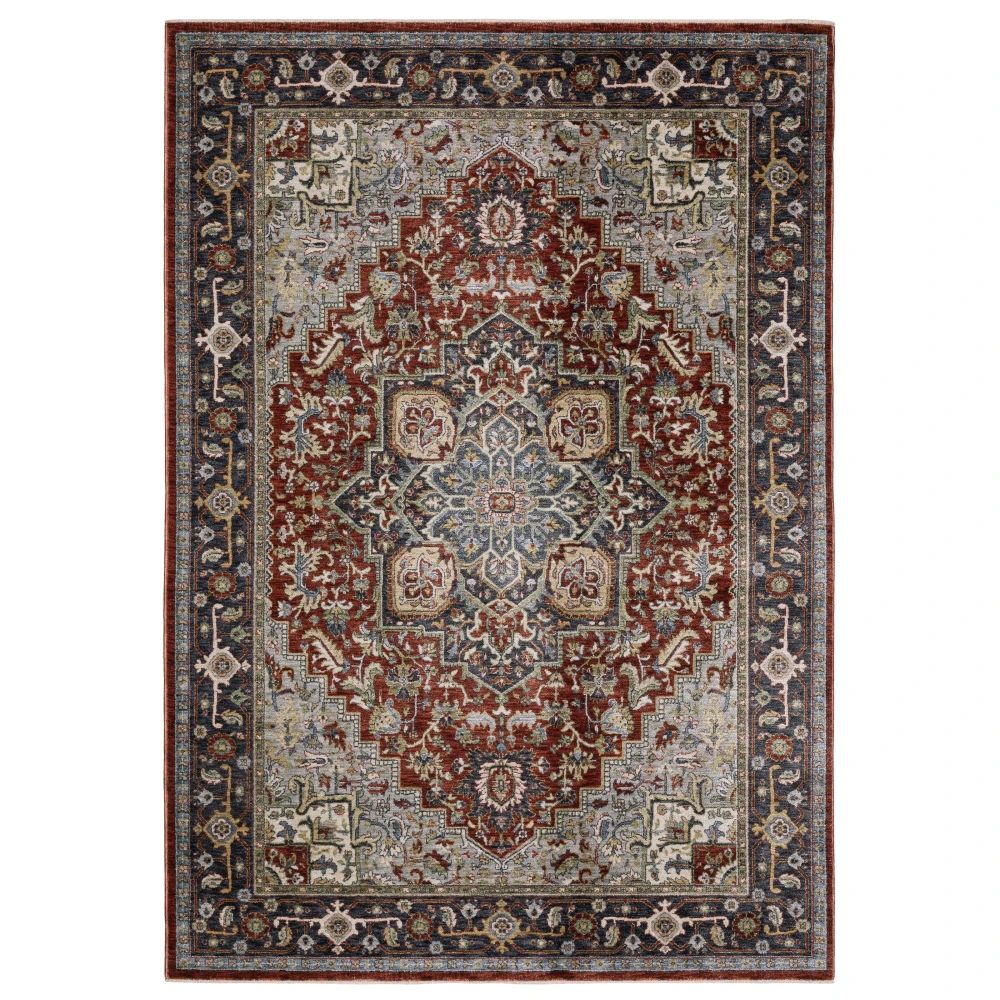 Eliana ELI11 Red/ Blue Indoor Area Rug - 6'7