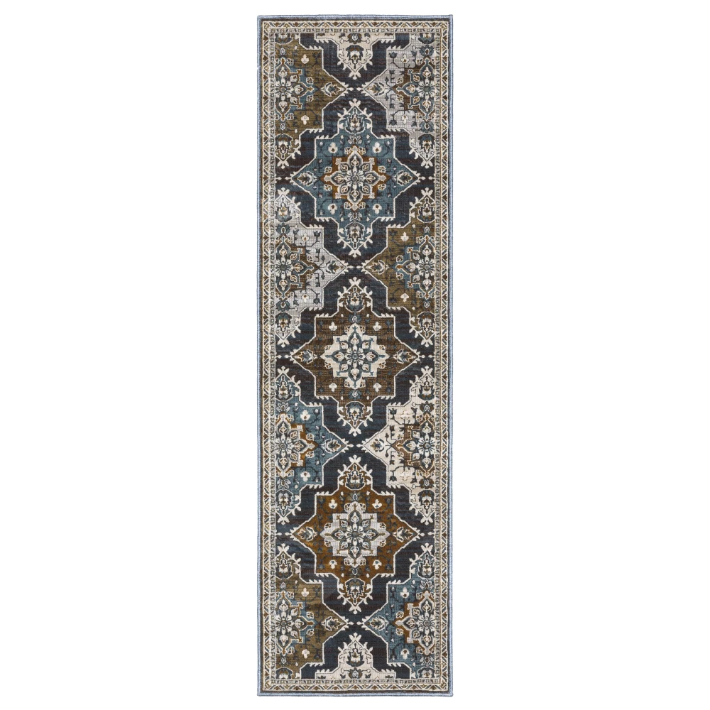 Ellington ELL07 Grey/ Blue Indoor Area Rug - 2'3