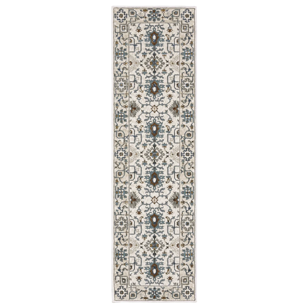 Ellington ELL10 Ivory/ Blue Indoor Area Rug - 2'3