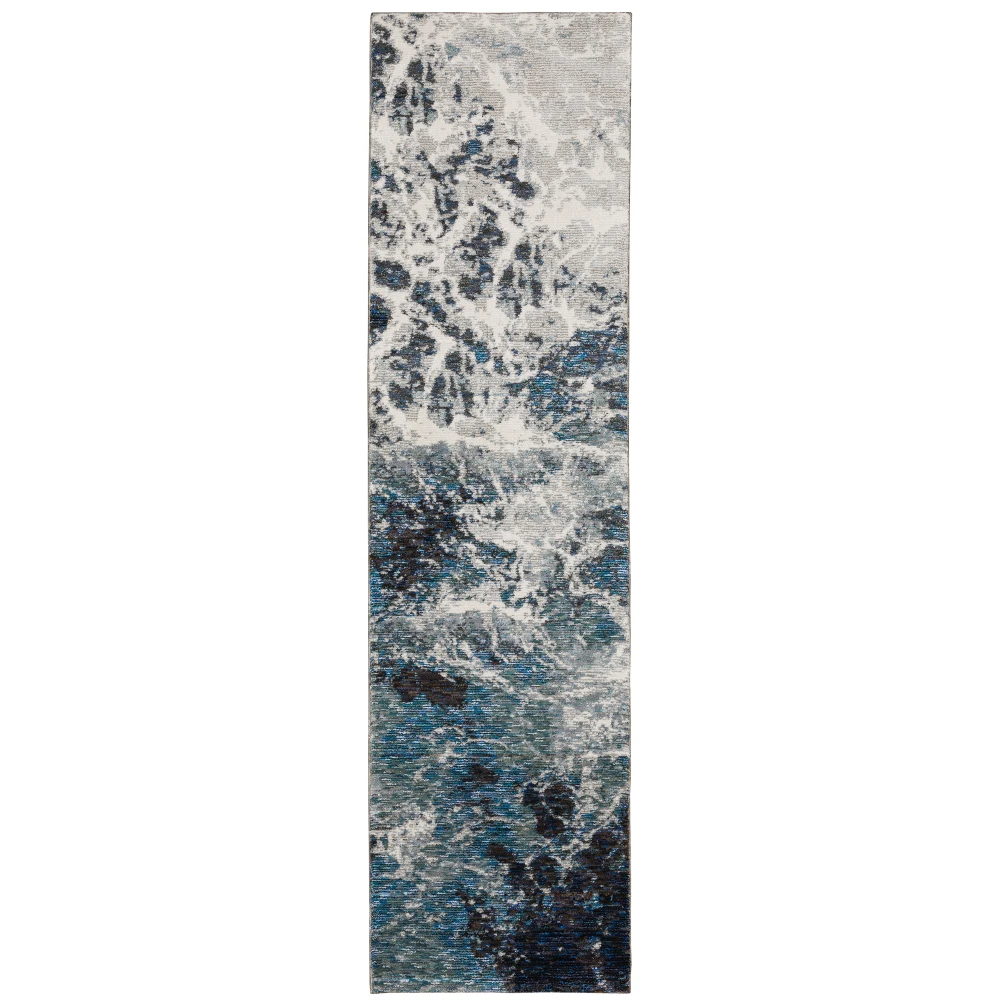 Evolution 0962A Blue/ Ivory Indoor Area Rug - 2'3