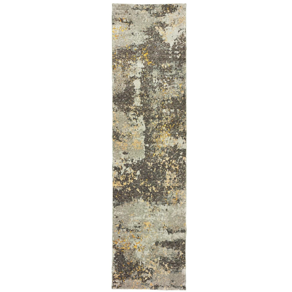 Evolution 8025B Grey/ Gold Indoor Area Rug - 2'6