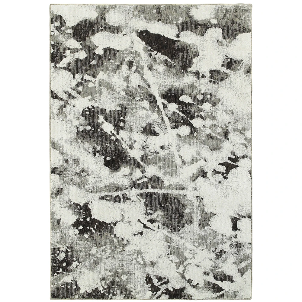 Evolution 8035B Charcoal/ White Indoor Area Rug - 6'7