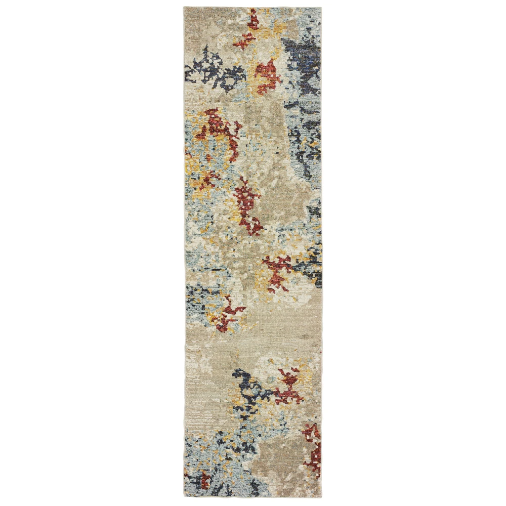 Evolution 8043K Beige/ Blue Indoor Area Rug - 2'6