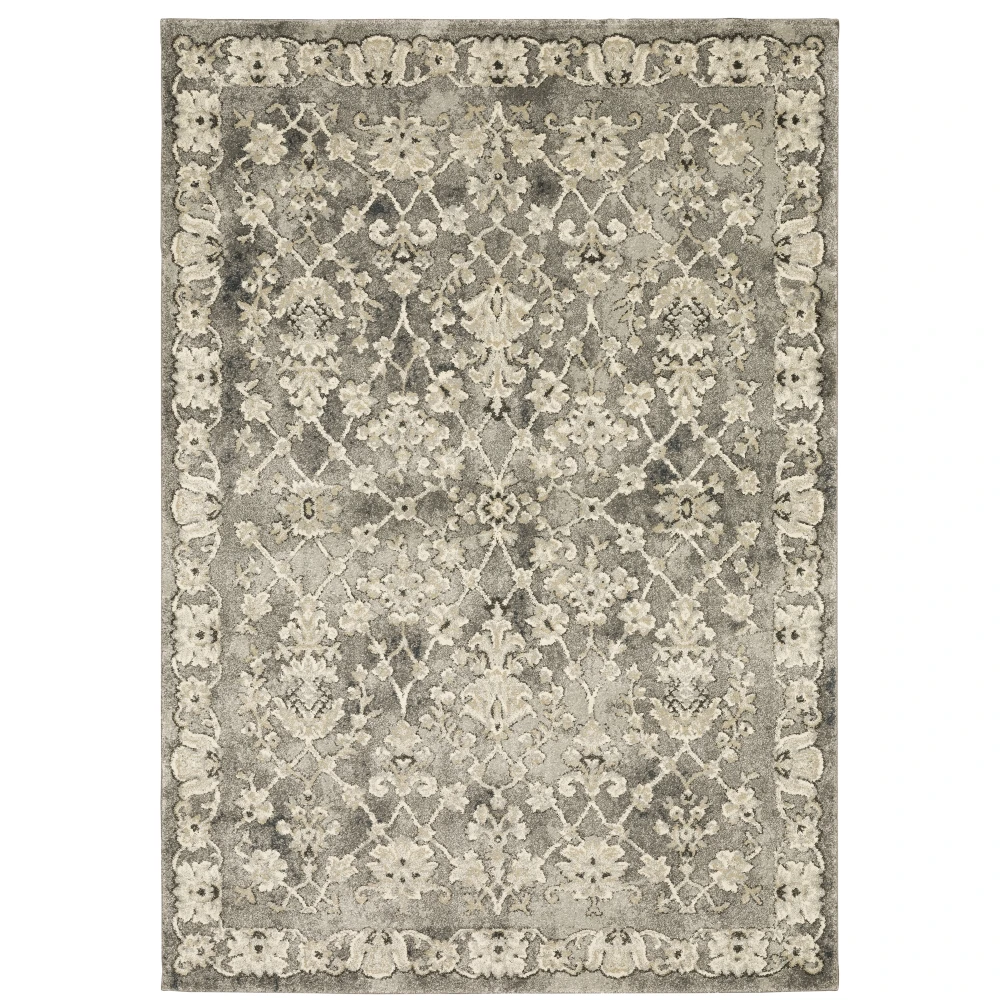 Florence 1002E Grey/ Beige Indoor Area Rug - 5'3
