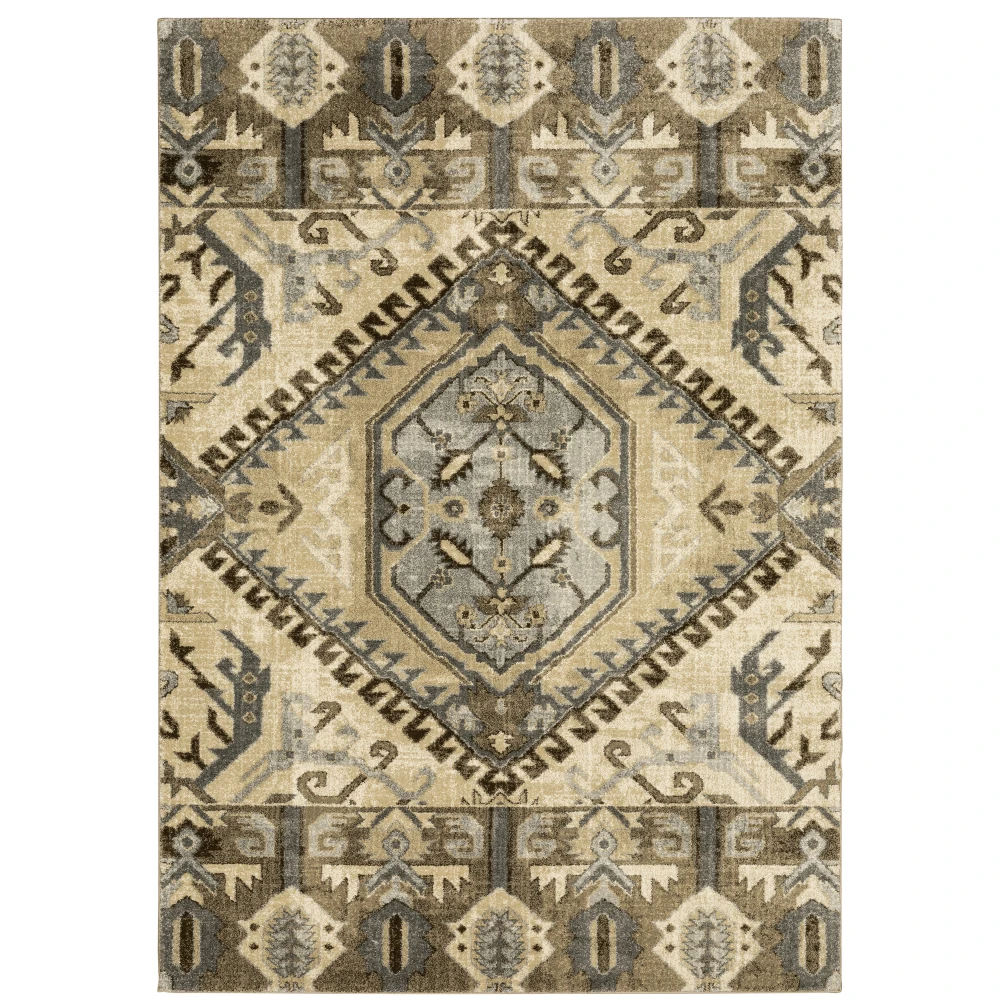 Florence 5090D Tan/ Gold Indoor Area Rug - 5'3
