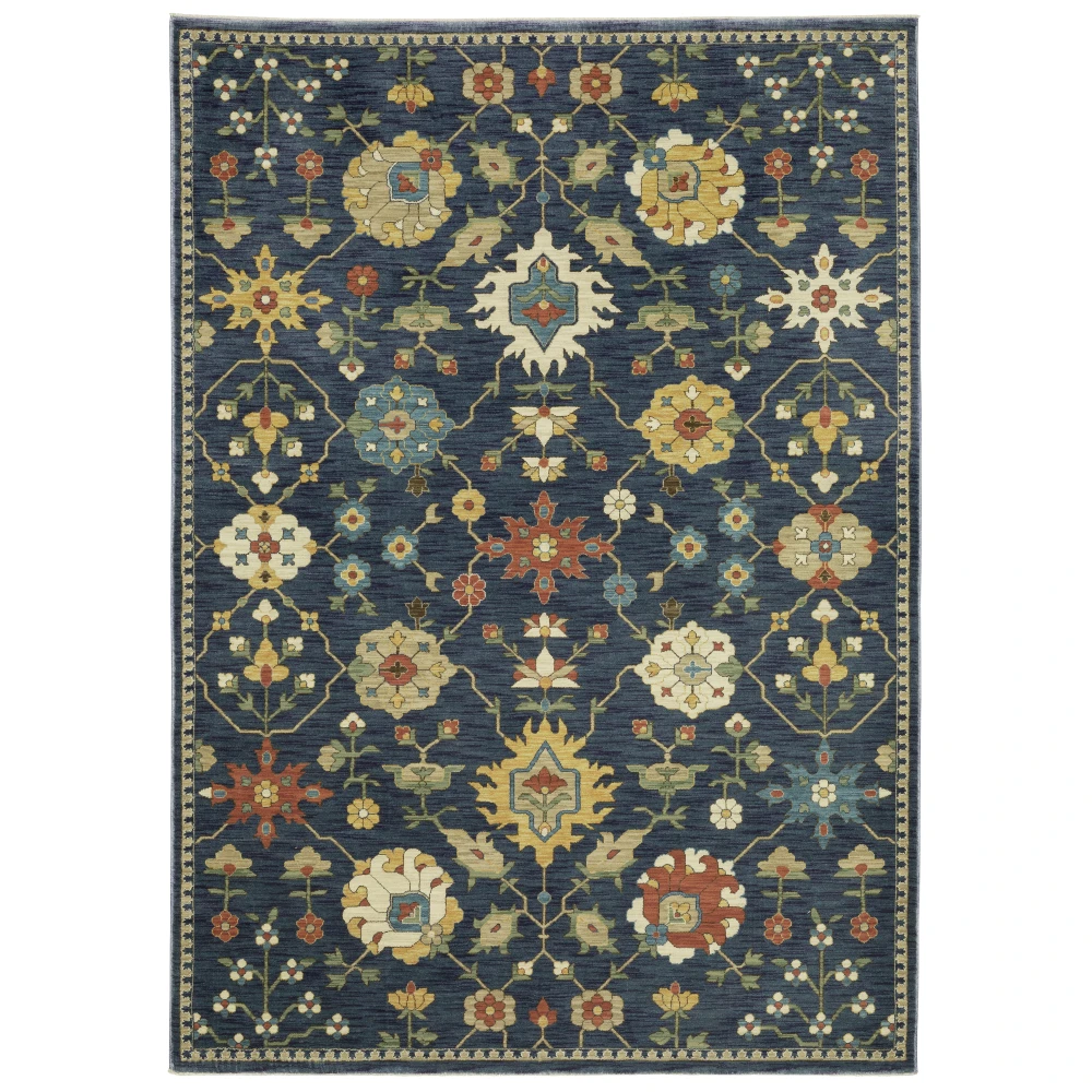 Francesca FR02L Blue/ Gold Indoor Area Rug - 5'3