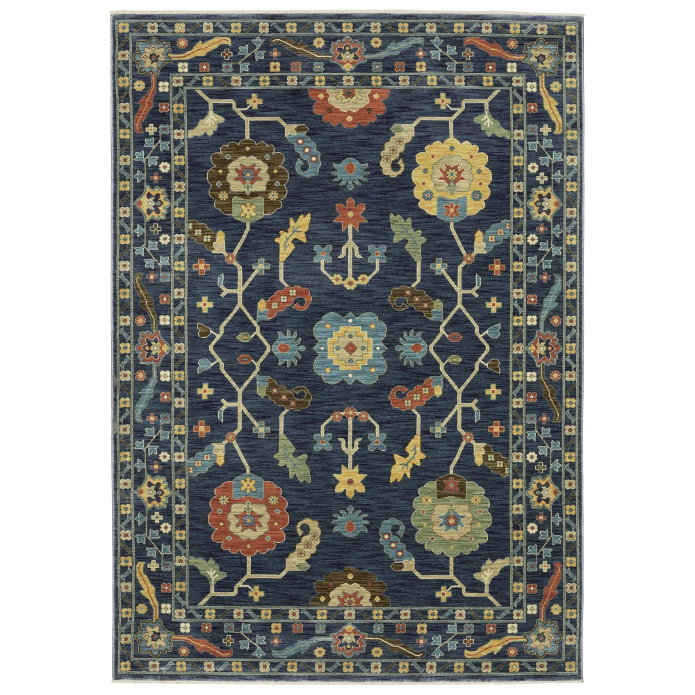 Francesca FR03F Blue/ Gold Indoor Area Rug - 5'3