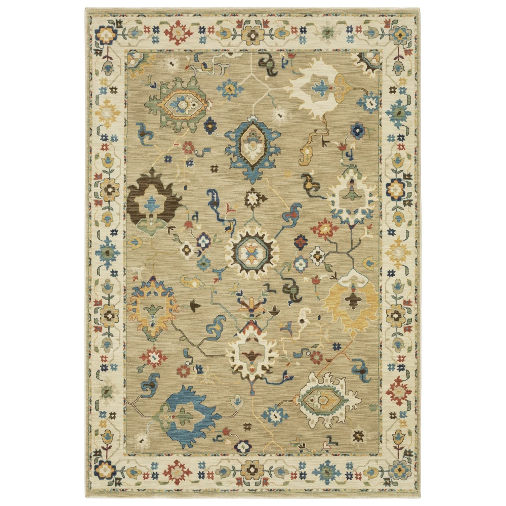 Francesca FR04E Beige/ Multi Indoor Area Rug - 3'3