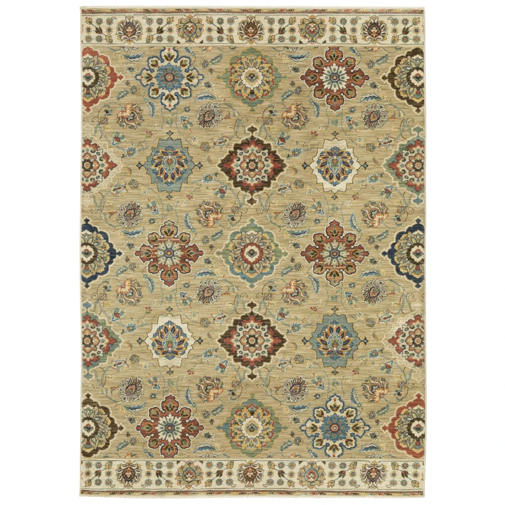 Francesca FR05D Tan/ Multi Indoor Area Rug - 3'3