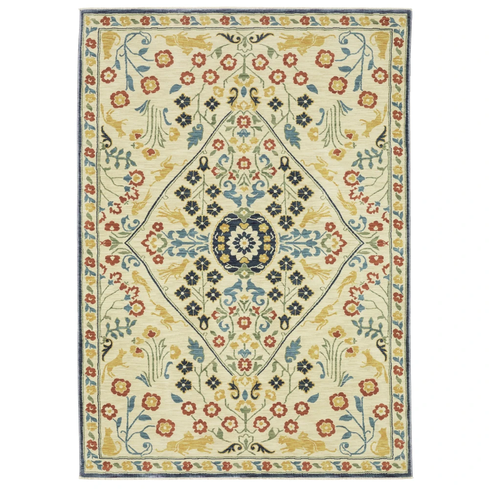 Francesca FR06B Ivory/ Multi Indoor Area Rug - 5'3