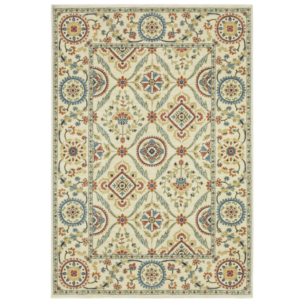 Francesca FR07A Ivory/ Multi Indoor Area Rug - 9'10