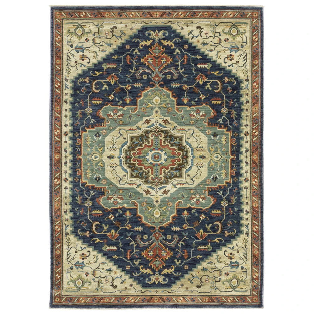 Francesca FR09F Blue/ Multi Indoor Area Rug - 3'3