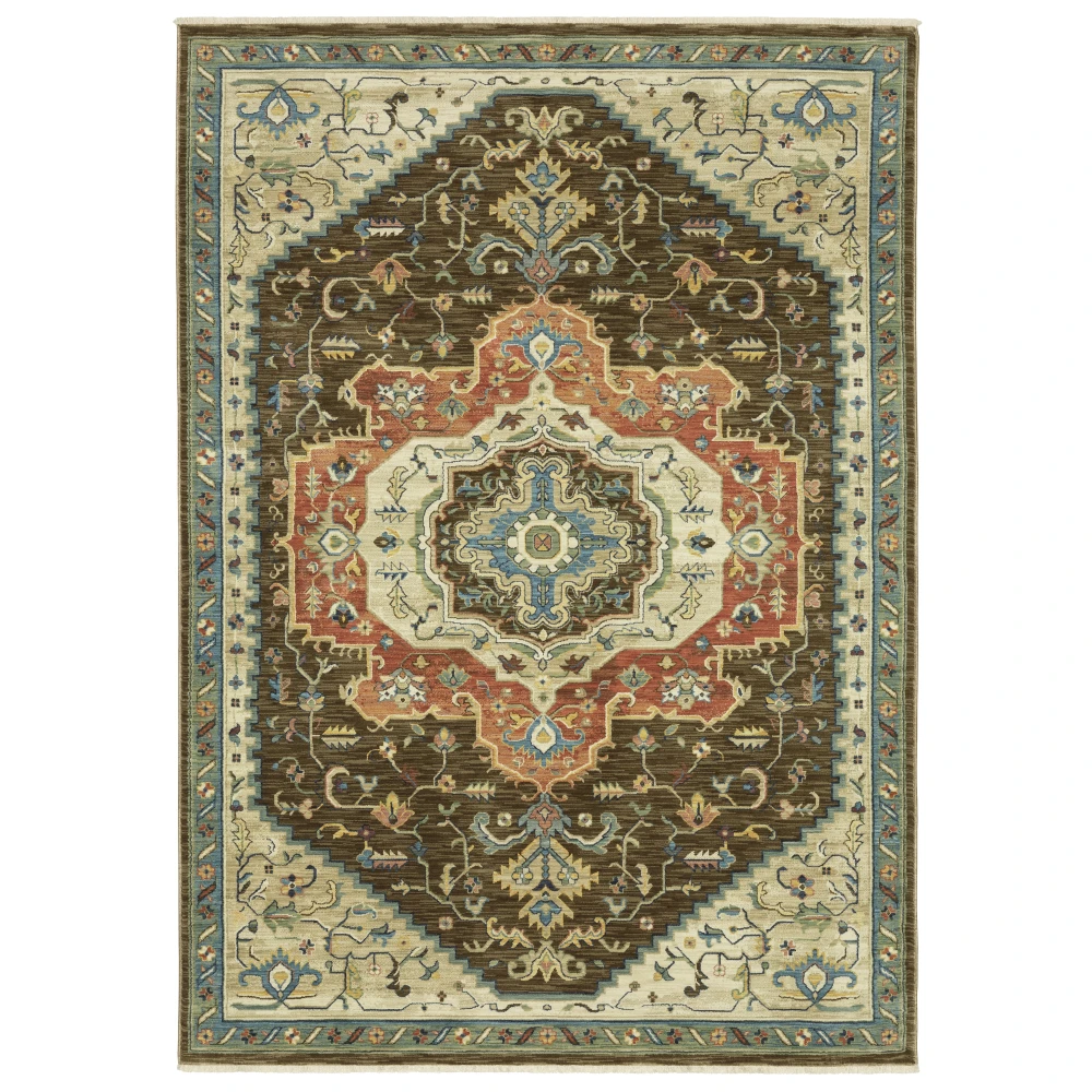 Francesca FR09M Brown/ Orange Indoor Area Rug - 5'3