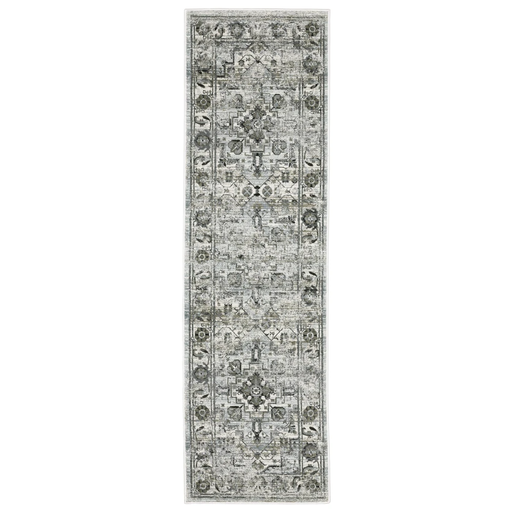 Gemini 020Z2 Grey/ Blue Indoor Area Rug - 2'3