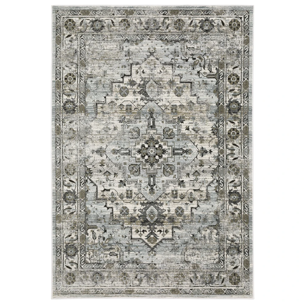 Gemini 020Z2 Grey/ Blue Indoor Area Rug - 5'3