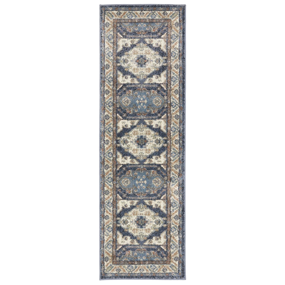 Gemma GEM02 Blue/ Rust Indoor Area Rug - 2'3