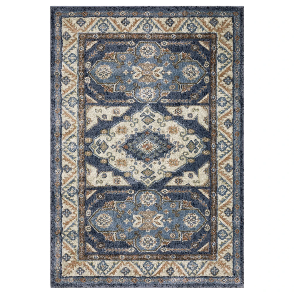 Gemma GEM02 Blue/ Rust Indoor Area Rug - 5'3