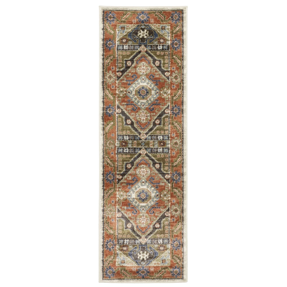 Gemma GEM03 Rust/ Blue Indoor Area Rug - 2'3