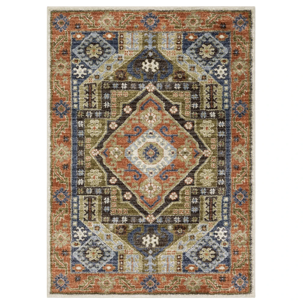 Gemma GEM03 Rust/ Blue Indoor Area Rug - 7'10
