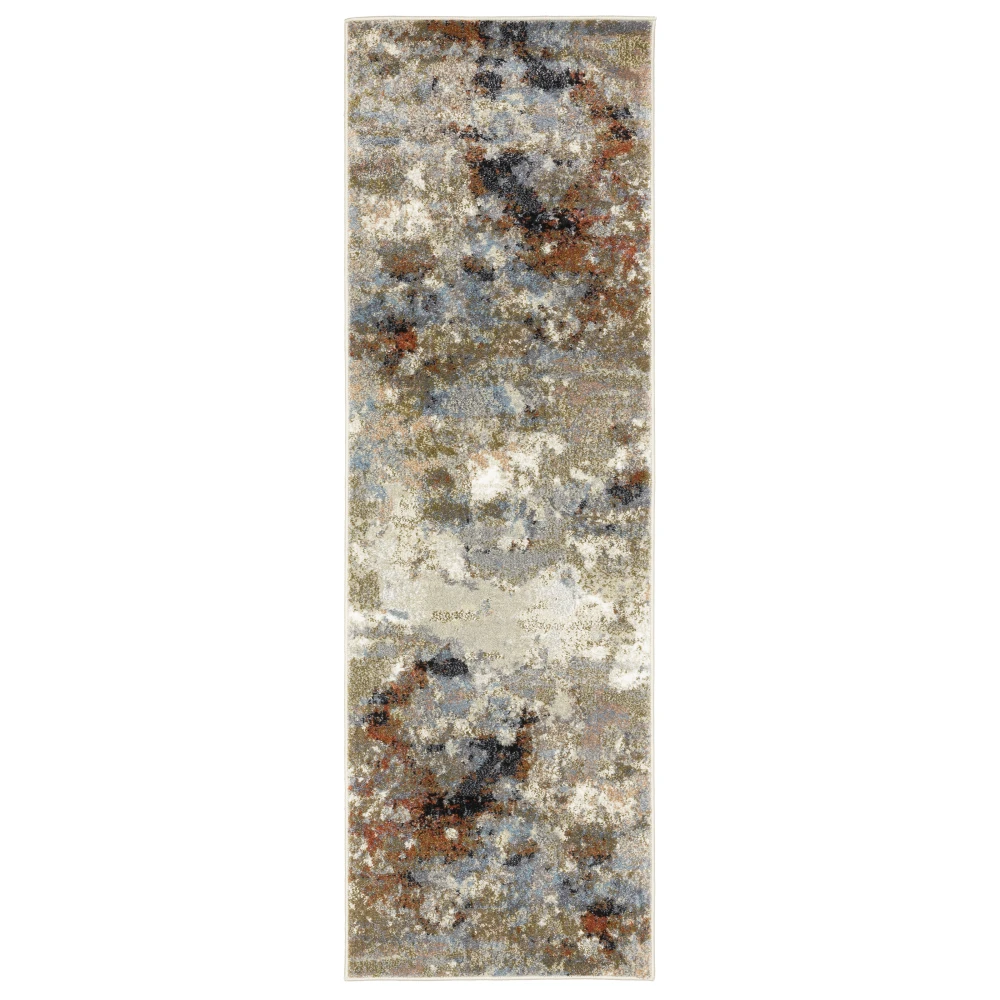 Gemma GEM07 Olive/Blue Indoor Area Rug - 2'3