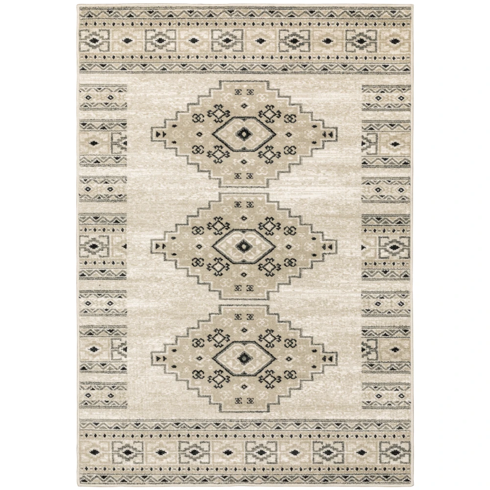 Georgia 643A0 Ivory/ Grey Indoor Area Rug - 6'7