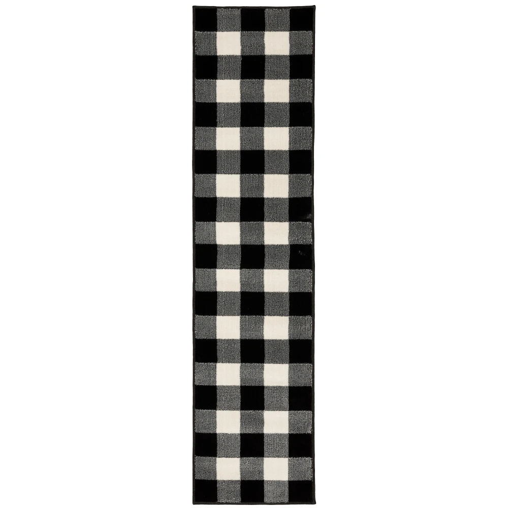 Georgia 678D0 Black/ Ivory Indoor Area Rug - 1'10