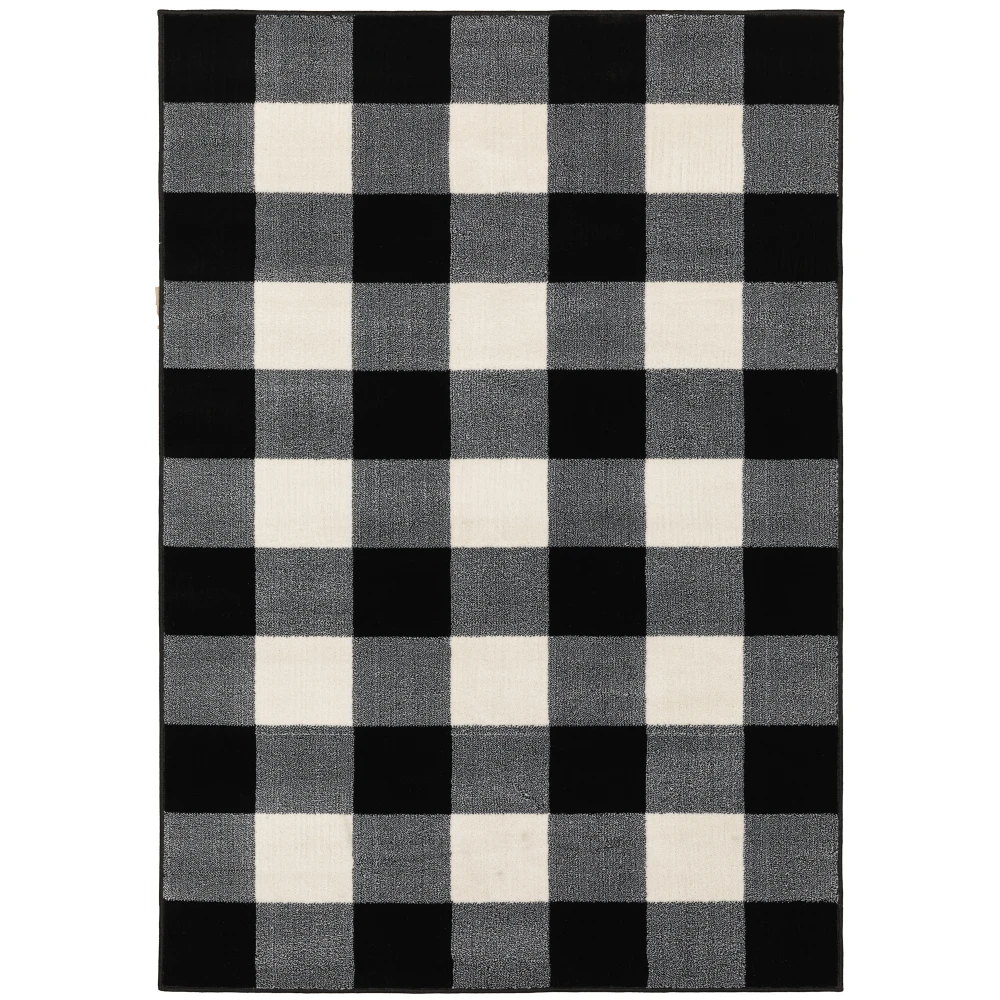 Georgia 678D0 Black/ Ivory Indoor Area Rug - 9'10