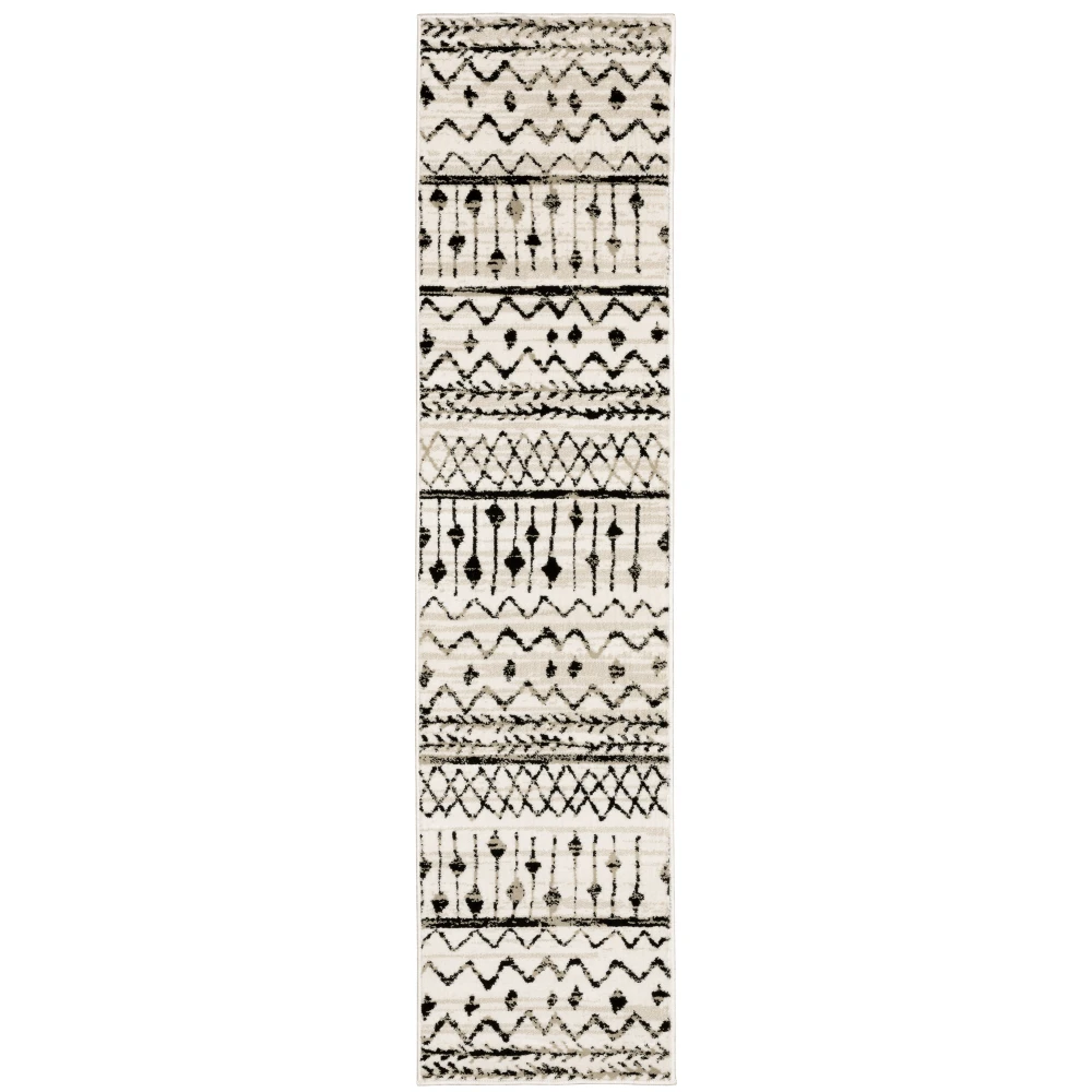 Georgia 8826E Ivory/ Black Indoor Area Rug - 1'10