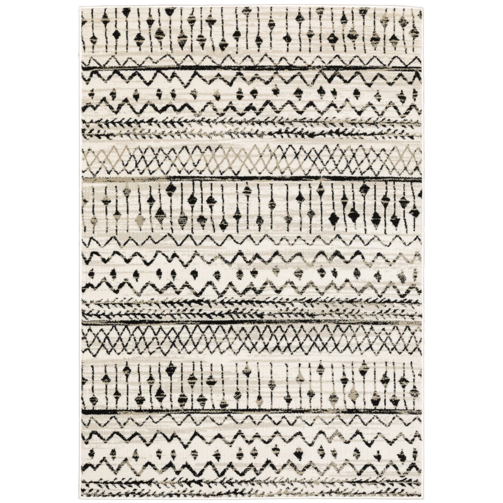 Georgia 8826E Ivory/ Black Indoor Area Rug - 6'7