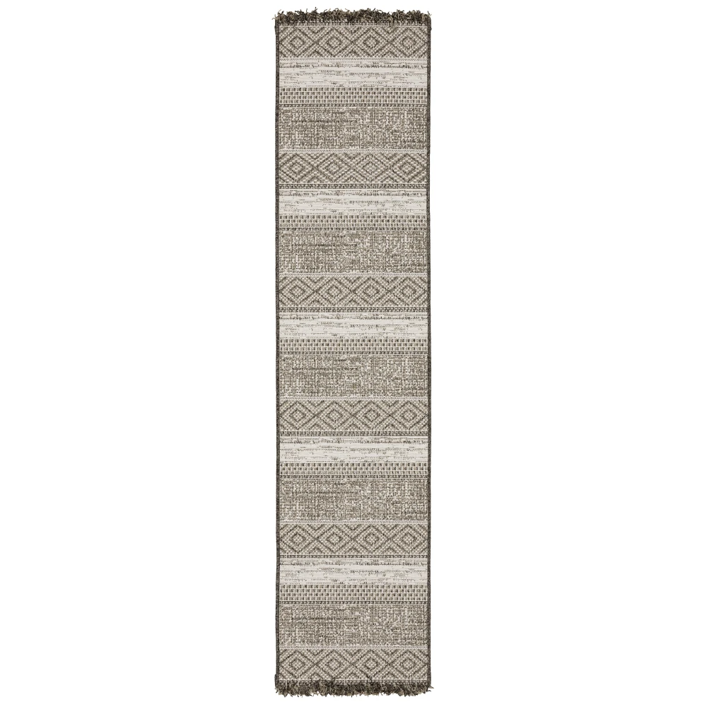 Gillian 1622E Beige/ Black Indoor/Outdoor Area Rug - 1'10