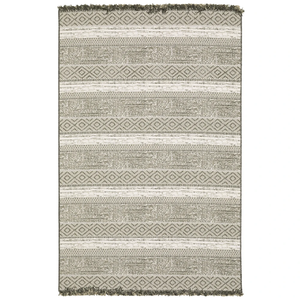 Gillian 1622E Beige/ Black Indoor/Outdoor Area Rug - 5'3