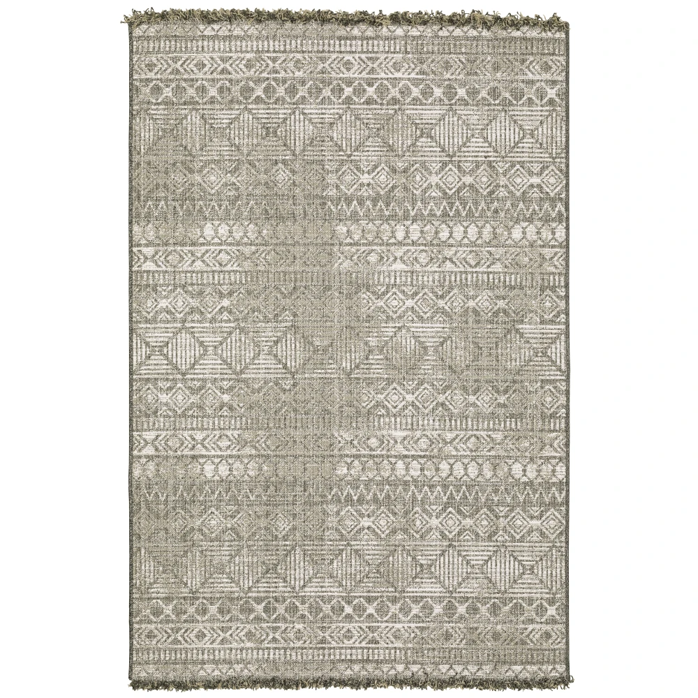 Gillian 4925A Beige/ Black Indoor/Outdoor Area Rug - 5'3