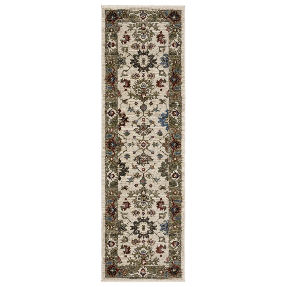 Hastings HA03W Ivory/ Green Indoor Area Rug - 2'3