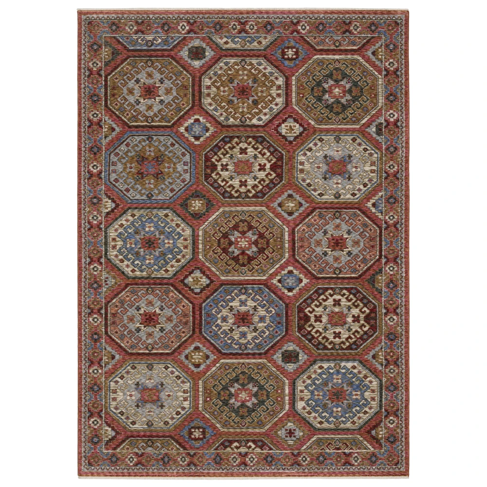 Hastings HA05R Pink/ Red Indoor Area Rug - 5'3