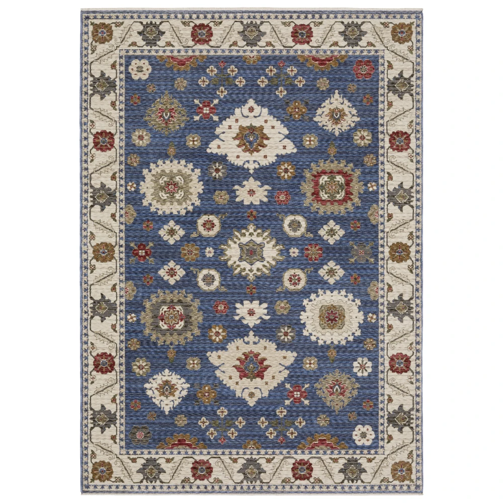 Hastings HA06Z Blue/ Ivory Indoor Area Rug - 3'10