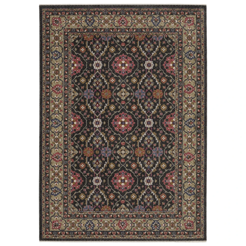 Hastings HA07D Charcoal/ Pink Indoor Area Rug - 7'10