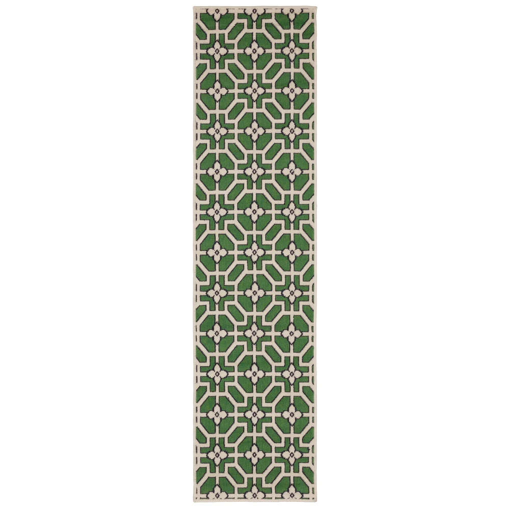 Havana HAV01 Ivory/ Green Indoor/Outdoor Area Rug - 1'10