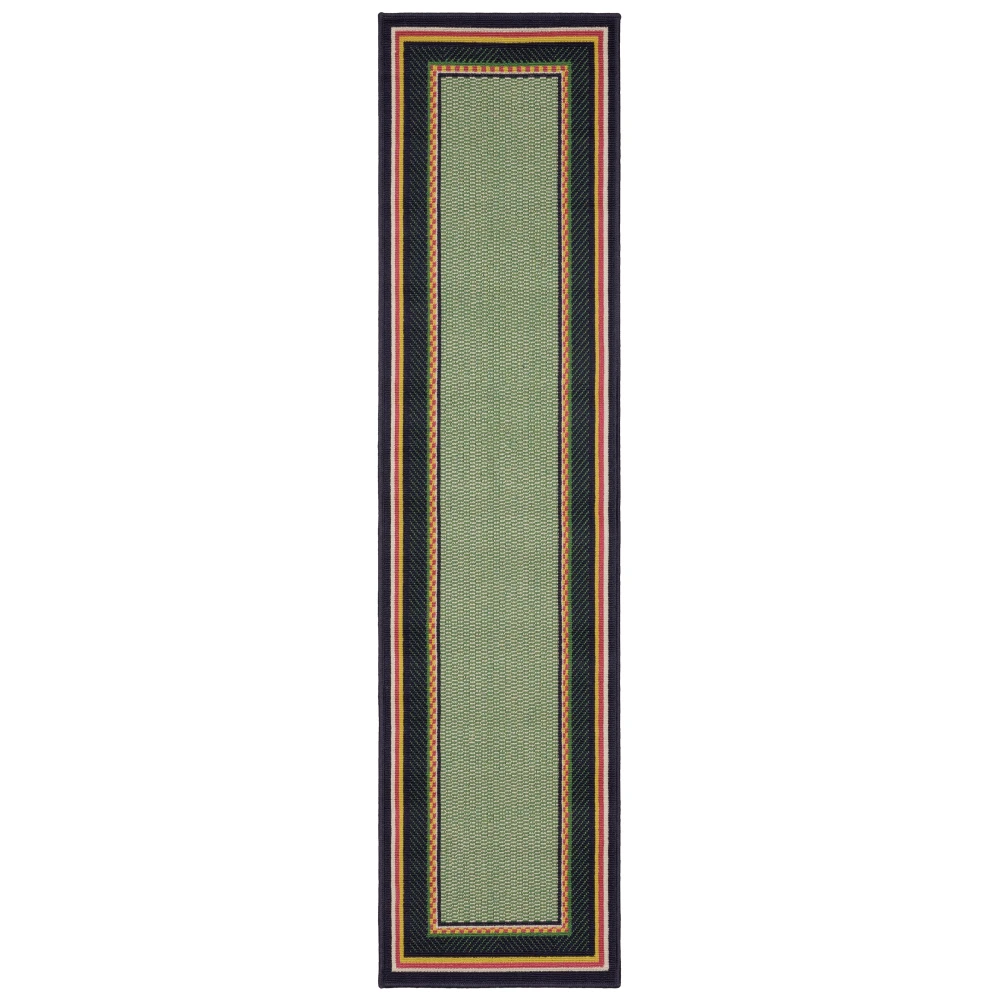 Havana HAV03 Green/ Navy Indoor/Outdoor Area Rug - 1'10