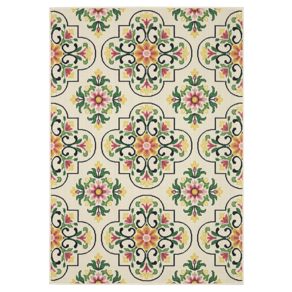 Havana HAV04 Ivory/ Multi Indoor/Outdoor Area Rug - 5'3