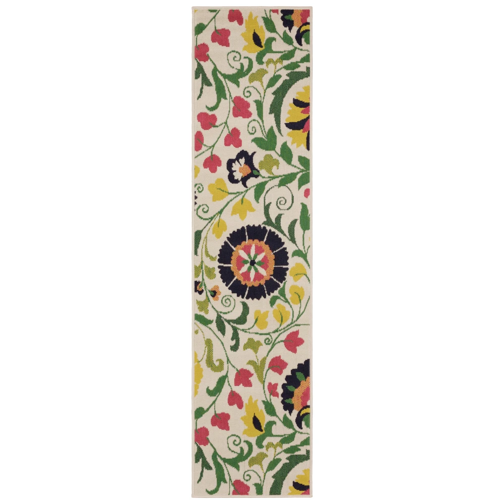 Havana HAV10 Ivory/ Multi Indoor/Outdoor Area Rug - 1'10