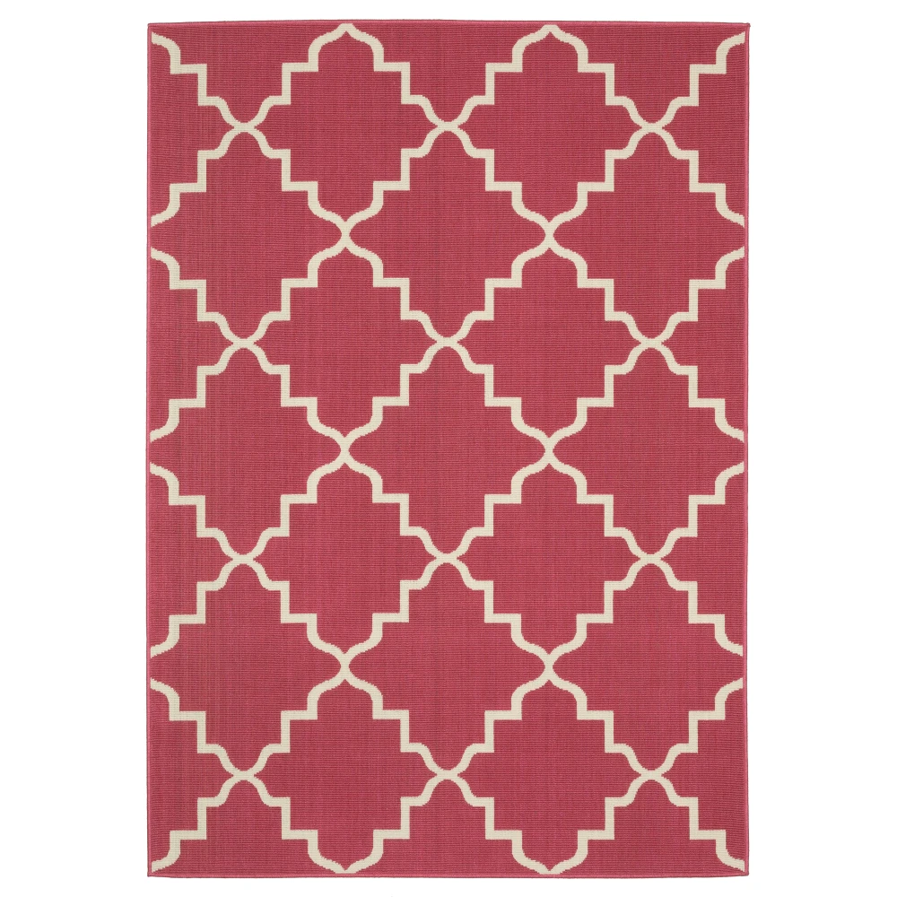 Havana HAV11 Pink/ Ivory Indoor/Outdoor Area Rug - 6'7