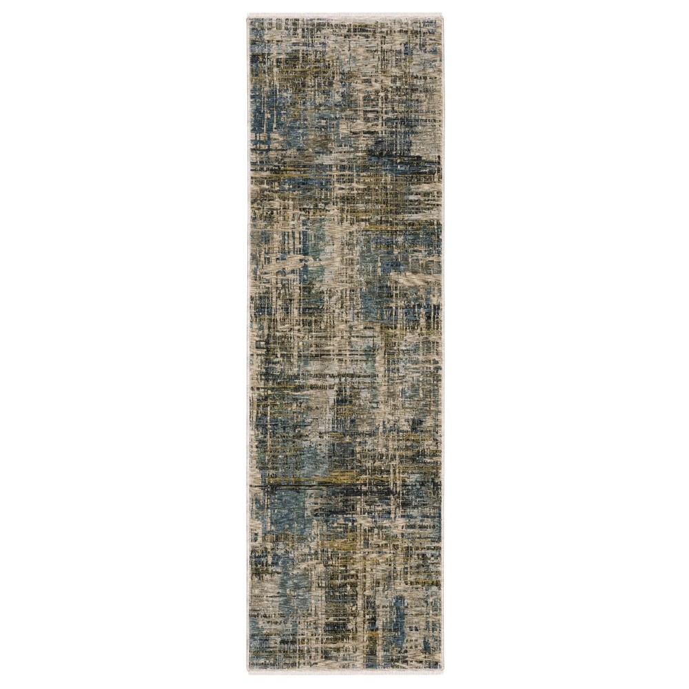 Hayden HAY05 Blue/ Gold Indoor Area Rug - 2'3