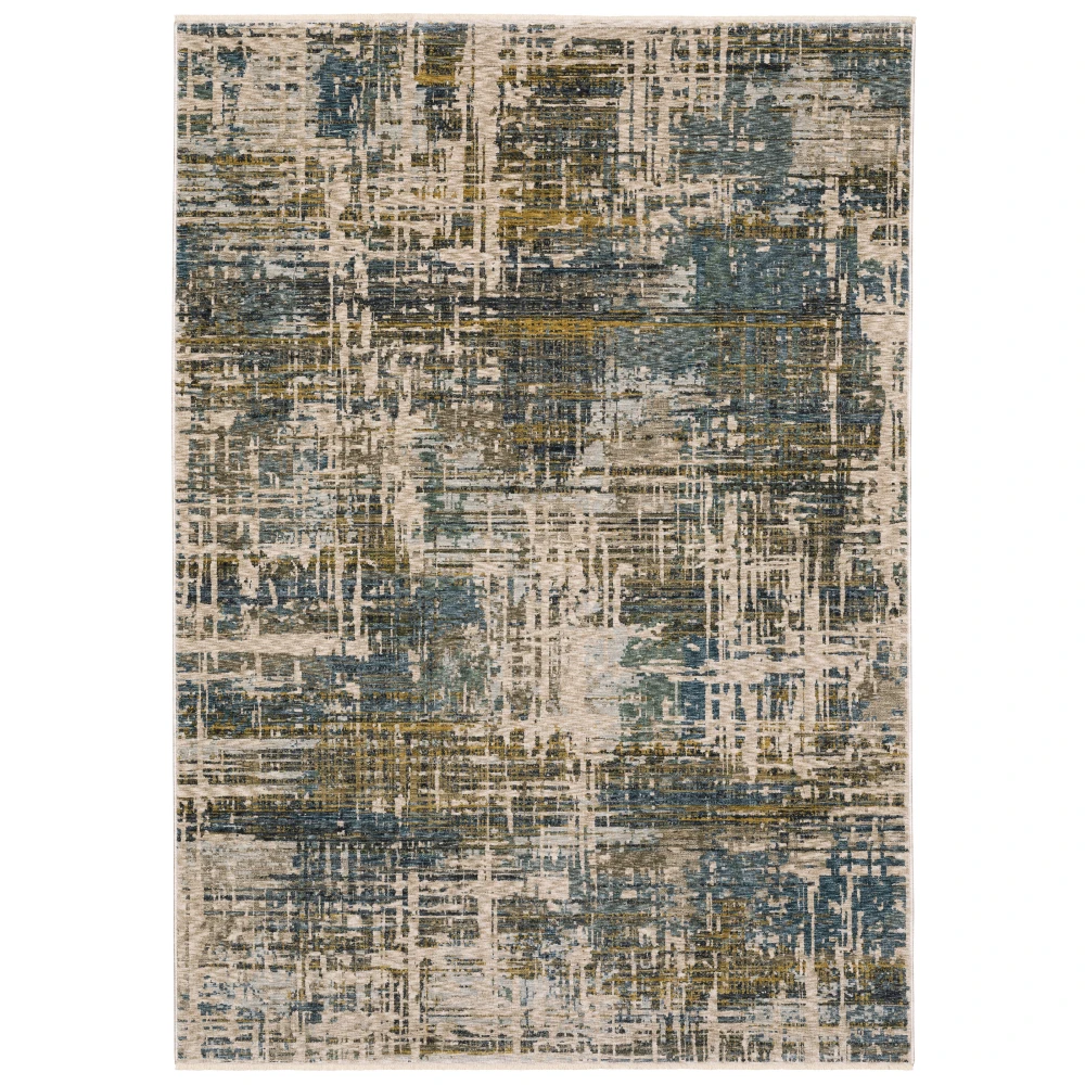 Hayden HAY05 Blue/ Gold Indoor Area Rug - 9'10