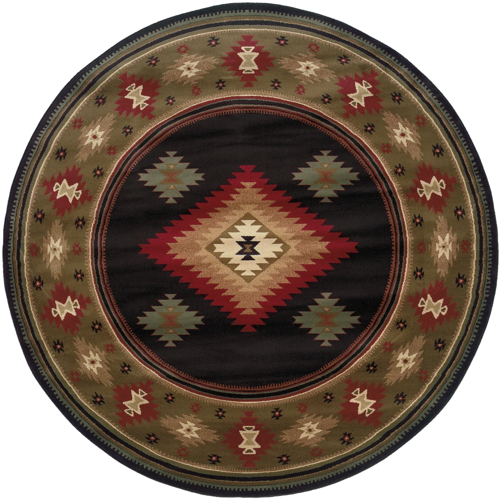 Hudson 087G1 Black/ Green Indoor Area Rug - 7'8