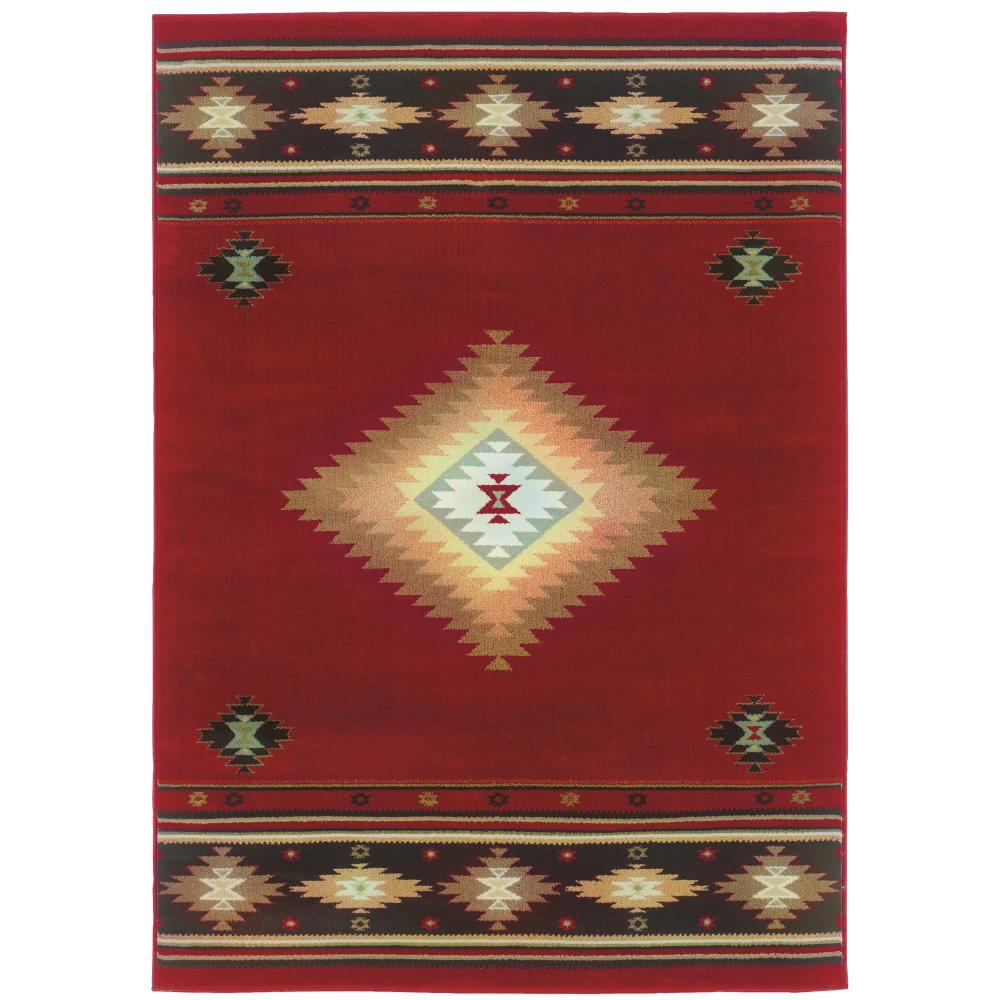 Hudson 087K1 Red/ Green Indoor Area Rug - 5'3
